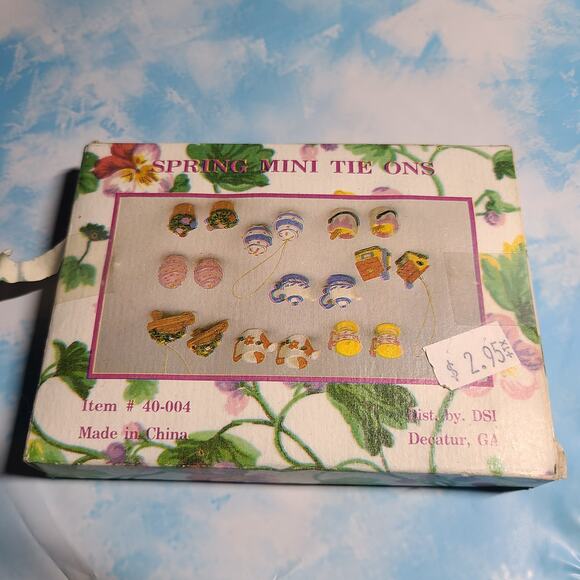Vintage 90s mini tea party garden charms set of 9 pairs - Picture 2 of 6